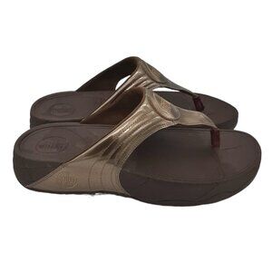 FitFlop Bronze Platform Flip Flop Sandals SZ 9